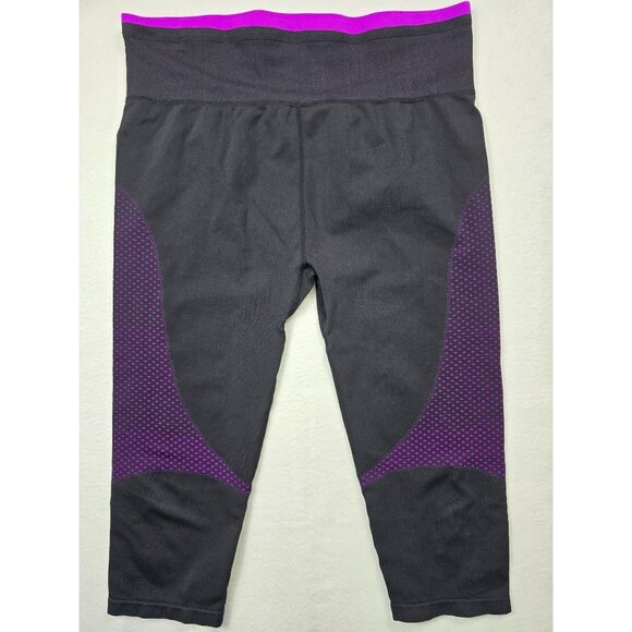 be inspired Pants - Be Inspired Womens 1X Activewear Capri Leggings Black & Purple Yoga Hiking